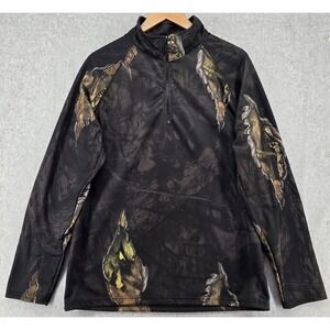 Mossy Oak Woodland Camouflage 1/4 Zip Pullover Men's M Fleece Lined Hunting